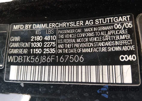 2006 Mercedes-Benz Clk 350 z USA, uszkodzony, nr VIN WDBTK56J86F167506